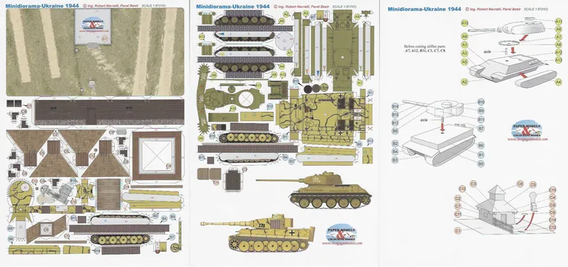 Dioráma Ukrajina 1944 - Tiger Ausf. E / T-34/85